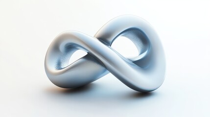 Abstract, metallic, infinity symbol,  3D,  design,  on, white, background.