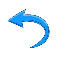 Poster - Curved blue arrow icon in flat vector style