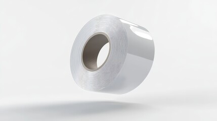 A light-colored roll of transparent adhesive tape.