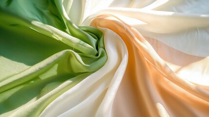 Poster - Light fabric texture in pastel green and ivory, soft focus, elegant abstract style