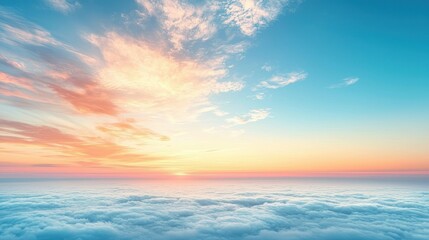 Wall Mural - Sky, clouds, horizon sunrise or sunset with pastel colors