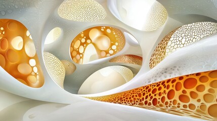 Poster - Natural pattern in orange and white, soft curves and subtle organic forms