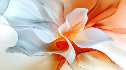 Poster - Soft abstract texture with flowing white and orange hues, organic artistic background