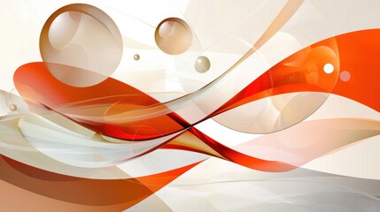 Poster - Swirled orange and white background with soft shapes, clean and modern