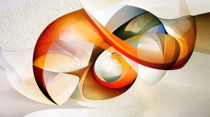 Poster - Warm-toned abstract background with orange swirls on white textured surface
