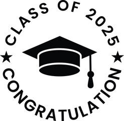 Fototapete - Class of 2025 Graduation Vector Illustration – A festive and vibrant design celebrating graduation events and announcements. Perfect for social media posts, congratulatory messages, and honoring the a