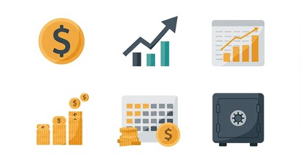 Aufkleber - Financial Growth Icons Set for Business Success