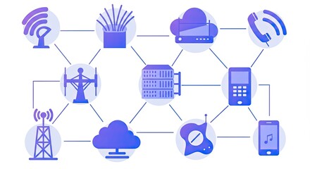 Poster - Global Network Connectivity Diagram Illustration
