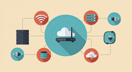 Poster - Network Infrastructure Diagram Shows Cloud Computing and Data Centers