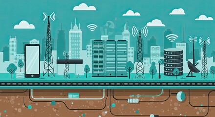 Poster - Smart City Infrastructure Network Technology Illustration