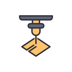 Poster - Stylized Illustration Of A Cnc Machine Working On A Flat Surface