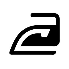 Poster - Iron icon, black and white, for laundry apps
