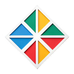 Poster - Geometric Harmony: A modern design showcases a diamond shape, composed of vibrant geometric panels in a spectrum of colors, exuding a sense of contemporary elegance and abstract artistry.