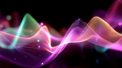 Poster - Colorful waves of light create a mesmerizing visual display against a dark background during an abstract art exhibition
