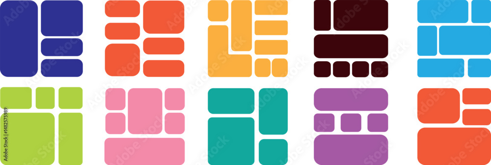 Bento style layout grid templates. bento box photo frame collage layout ...
