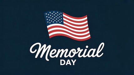 Aufkleber - waving flag illustration. Underneath, in white “Memorial Day background, banner, card, poster template for web header created with generative ai