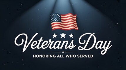 Aufkleber - American flag at the top, three white stars “Veterans Day “Honoring All Who Served background, banner, card, poster template for web header created with generative ai