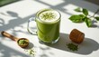 © Angelo - Preparing matcha latte home kitchen beverage photography natural light close-up view healthy lifestyle