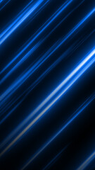 Poster - Diagonal blue light streaks moving across a dark background, creating a dynamic and futuristic abstract visual