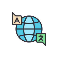 Poster - Global Communication With Language Translation Symbol On Transparent