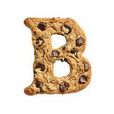 Creative letter B made from chocolate chip cookies with detailed texture and realistic appearance