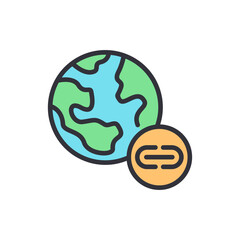 Poster - Global Interconnectivity Concept Featuring Earth Icon And Link Symbol