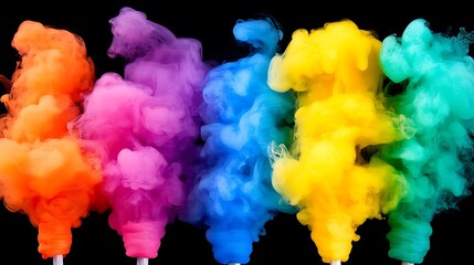 Poster - Colorful plumes of smoke rising against a dark background