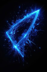 Wall Mural - glowing blue abstract shape, dark grainy black blue background