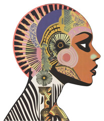 Wall Mural - PNG Head art illustration patterns.