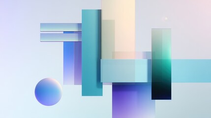 Poster - Abstract geometric shapes in soft pastel colors creating a modern artistic background