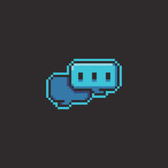 Leinwandbilder - this is Speech bubbles icon in pixel art with blue color and black background this item good for presentations,stickers, icons, t shirt design,game asset,logo and your project.