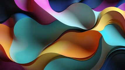 Poster - Abstract multicolored fluid forms with graceful curves create dynamic, visual depth and movement.