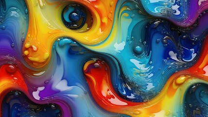 Poster - A vibrant and dynamic swirl of colorful viscous liquids creates a mesmerizing abstract design.