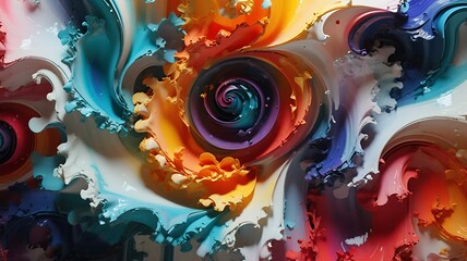 Poster - Vibrant swirl of glossy, multicolored paints creates a mesmerizing and fluid abstract composition.