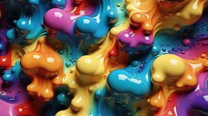 Poster - An abstract fluid art piece creates a mesmerizing display of vibrant, glossy colors and shapes.
