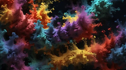 Poster - Dynamic swirling cloud of vibrant colors creates a mesmerizing and artistic abstract background.
