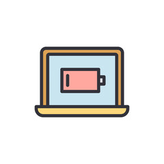 Poster - Stylized Laptop Displaying A Low Battery Alert On Transparent Background