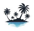 © SUMON - Island Coconut Tree Silhouette image with white background