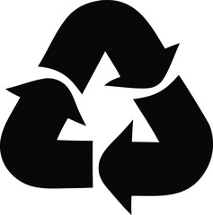 Poster - Black arrows form a recycle circle symbol icon on a black background, representing environmental conservation
