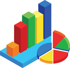 Poster - This 3d pie chart with an arrow symbolizes business growth and financial progress as a key data icon in a market analysis report