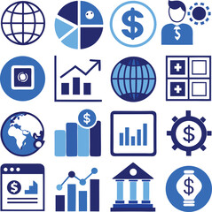 Aufkleber - This web vector set features business and finance icons as symbols and signs for internet and website design