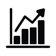 Poster - Business graph icon shows a 3D financial growth chart with an upward arrow, symbolizing market success and profit
