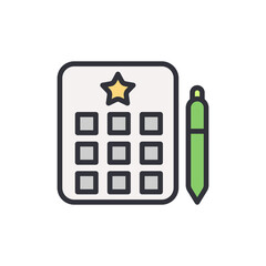 Poster - Stylized Icon Of Checklist With Star Mark And Pen Illustration