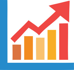Poster - A 3D business graph chart with a red arrow pointing up illustrates financial growth and market success
