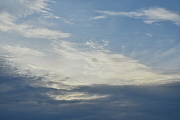 Wall Mural - dark rain cloud floating on sky at sunset in evening