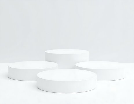 Abstract White Cylindrical Platforms Minimalist Product Display Scene
