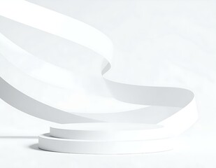 Poster - Abstract White Cylinders, Wave, Minimalist, Modern, Clean, Design, Background, Studio, Product, Disp