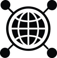 Poster - This vector illustration represents a global search concept with a magnifying glass icon focusing on the earth globe, symbolizing internet web exploration for international business communication