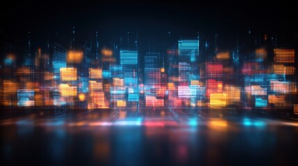 Poster - abstract network grid with files and folders, futuristic software interface, digital document manage