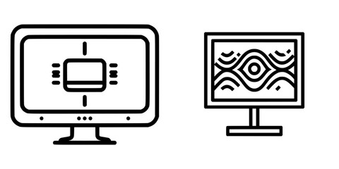 Poster - Vector illustration icon representing two computer monitors showcasing different screen designs and styles for technology discussion